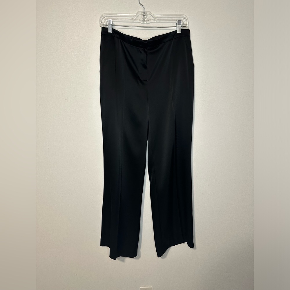 ESCADA Talika Black Satin Trousers‎ Pockets Old Money Preppy Pants Sz 38 - Picture 2 of 6